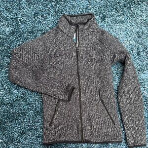 Black and White Zip-Up Fleece Jacket